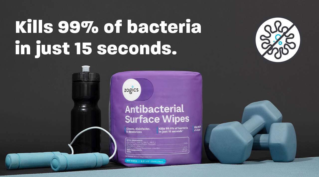 zogics antibacterial gym wipes