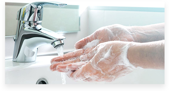 Wash hands to prevent the spread of infection
