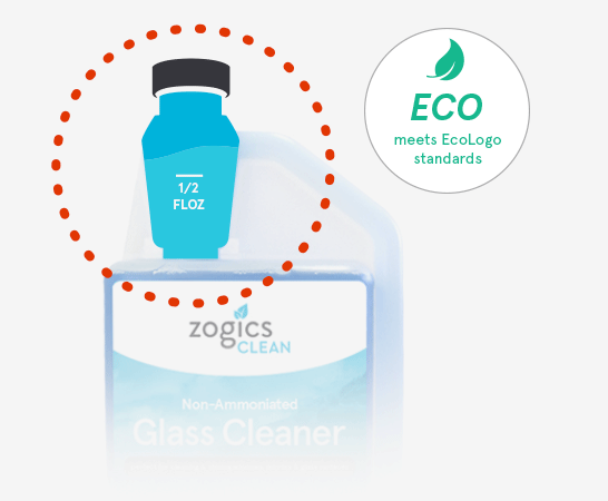 Zogics cleaning concentrate bottles have a unique easy pour design.
